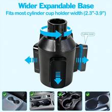 重型车载杯架平板电脑支架 - 带可调节手机支架的支架，适用于 4-13 英寸平板电脑，兼容 iPad Mini/Air/Pro，兼容 、所有手机，兼容汽车/卡车，底座坚固，安装方便