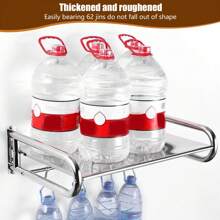 FXLTSBL Microwave Holder, Microwave Shelf With 6 Hooks, Microwave Holder Made Of Stainless Steel, Extendable Up To 30 Kg, Including Wall Bracket, For Microwave And Oven, Silver - Silver - View 4