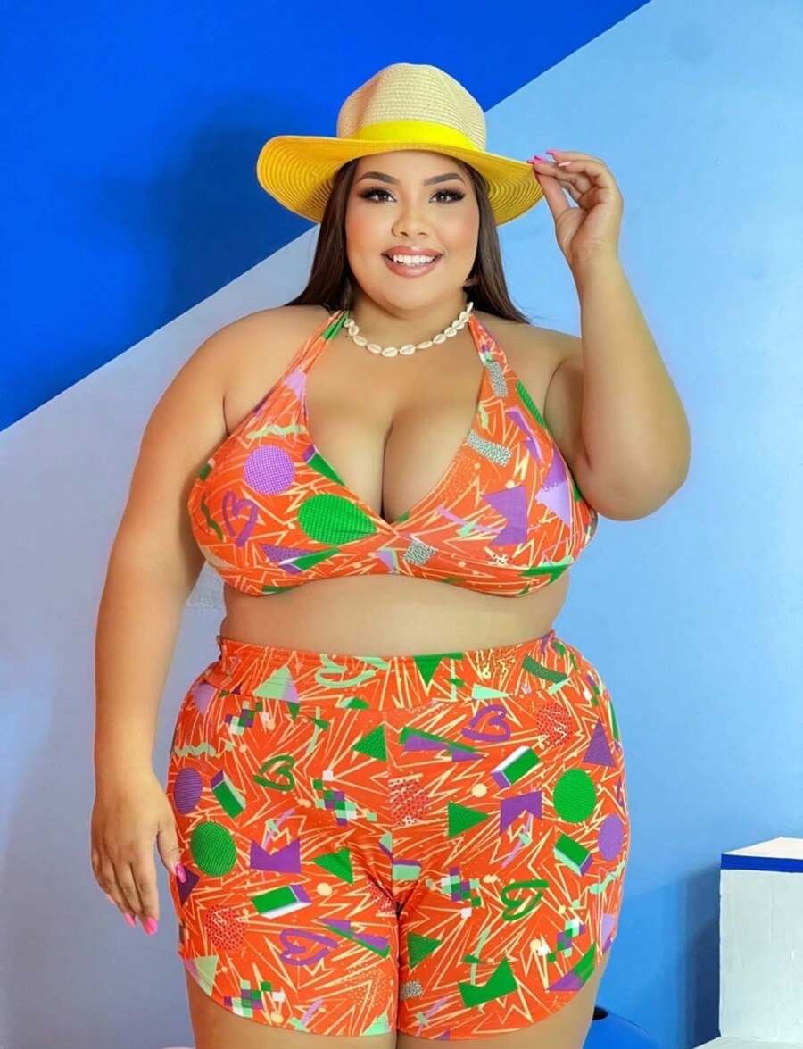 Plus Size Trikini - trái cam - Xem 1
