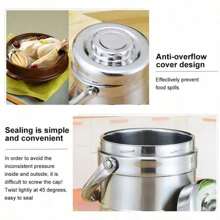大容量食物食品罐商务便携饭盒保温饭盒食物汤容器野餐便当盒圣诞礼物 - 銀色 - 查看 7