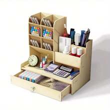 Office Study Desk Organizer Table Box Tidy Case Wooden Pen Pencil Storage Holder - Cherry Wood - View 6