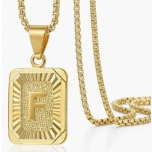 A-Z 字母吊坠项链，不锈钢镀金首字母链项链，男女皆宜，是圣诞节/派对的理想配饰 - 金色 - 查看 19