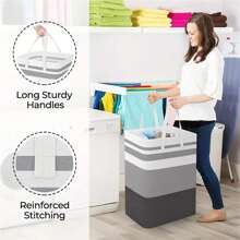 1 Giỏ đựng đồ giặt bằng vải 75L, Giỏ đựng đồ đứng chống thấm nước có tay cầm dài, Túi đựng quần áo có thể gấp lại cho ký túc xá và gia đình - Không mùi thơm - Nhiều màu - Xem 6