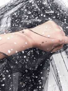 1 mảnh vải tuyn sequin hình ngôi sao bạc kim loại dùng để may trang phục sân khấu tự làm, váy công chúa, mũ đội đầu - Nhiều màu - Xem 3