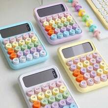 1 件紫色迷你糖果系列计算器，有两种款式供您选择，无电池计算机，可爱精致的女生办公用品，非常适合考试财务会计计算 - 紫丁香色 - 查看 7