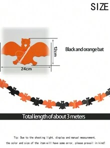 1 套万圣节南瓜挂花环，黑白黄鬼节场景装饰，南瓜蝙蝠海盗骷髅纸花环，适合主题派对和家居装饰秋季、圣诞节 - 彩色 - 查看 5