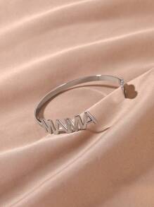 1件装 MAMA 字母心形开口手镯，18K金/铂金不锈钢可调节开口手镯，母亲节时尚饰品礼物 - Mama - 查看 6