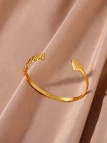 1件装 MAMA 字母心形开口手镯，18K金/铂金不锈钢可调节开口手镯，母亲节时尚饰品礼物 - Mama - 查看 4