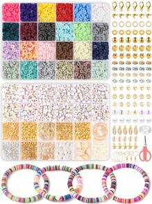 4800 pièces Kit de fabrication de bracelet en perles d'argile de polymère avec 48 couleurs, comprenant des pendentifs DIY, pour des cadeaux d'artisanat et la création de bijoux DIY