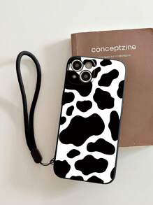 Cow Print Phone Case With 1 Black Lanyard Strap, Compatible With IPhone & Galaxy Phones, Phone Case, Case Compatible With Iphone 17 Pro Max, Covers, Cute Phone Case