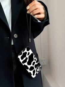 Cow Print Phone Case With 1 Black Lanyard Strap, Compatible With IPhone & Galaxy Phones, Phone Case, Case Compatible With Iphone 17 Pro Max, Covers, Cute Phone Case