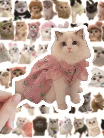 60pcs Cute Cat Stickers, Ideal For Diy Phone Case, Notebook, Diary, Luggage, Photo Album Decoration And More Back To School