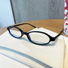 1pc Y2K Oval Black Eyeglasses Frame For Women Retro Small Decorative Glasses - Black - View 6