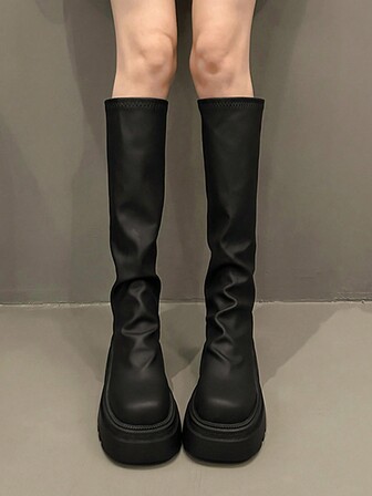 Botas altas por encima de la rodilla de plataforma gruesa, botas de montar de moda para otoño/invierno, fiesta