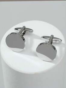 1 par de gemelos de cobre sencillo con diseño de la bandera británica, accesorio versátil para hombres - Plateado - Ver 2