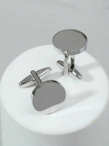 1 par de gemelos de cobre sencillo con diseño de la bandera británica, accesorio versátil para hombres - Plateado - Ver 1