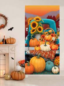 35 英寸 X70 英寸聚乙烯欢迎秋季悬挂门廊标志，感恩节枫叶图案，季节性农舍收获装饰，适用于前门、圣诞节 - 彩色 - 查看 10