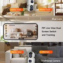 3PCS 2K HD Dual-Lens Smart Cameras With 360° Pan-Tilt, Color Night Vision, Motion Detection, Baby & Pet Monitoring
