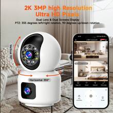 3PCS 2K HD Dual-Lens Smart Cameras With 360° Pan-Tilt, Color Night Vision, Motion Detection, Baby & Pet Monitoring