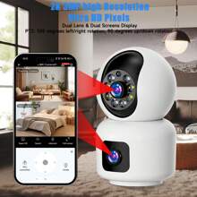 3PCS 2K HD Dual-Lens Smart Cameras With 360° Pan-Tilt, Color Night Vision, Motion Detection, Baby & Pet Monitoring