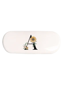 1个白色纯色眼镜盒，全新简约设计，便携，防水防尘（小巧，塑料材质）。A-Z字母硬壳眼镜盒，花卉图案，字母吊坠眼镜盒，适用于太阳镜和近视眼镜。 - 白色 - 查看 11