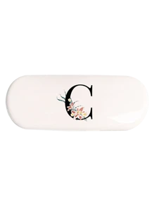 1个白色纯色眼镜盒，全新简约设计，便携，防水防尘（小巧，塑料材质）。A-Z字母硬壳眼镜盒，花卉图案，字母吊坠眼镜盒，适用于太阳镜和近视眼镜。 - 白色 - 查看 25