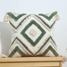 1pc/2pcs Set Nordic Ins Style Morocco Tufted Throw Pillow Case, Luxury Embroidered Tassel Cushion Cover, Removable & Washable For Home, Car, Sofa, Bedroom, 30*50cm, 45*45cm (Without Insert)