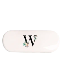 1个白色纯色眼镜盒，全新简约设计，便携，防水防尘（小巧，塑料材质）。A-Z字母硬壳眼镜盒，花卉图案，字母吊坠眼镜盒，适用于太阳镜和近视眼镜。 - 白色 - 查看 12