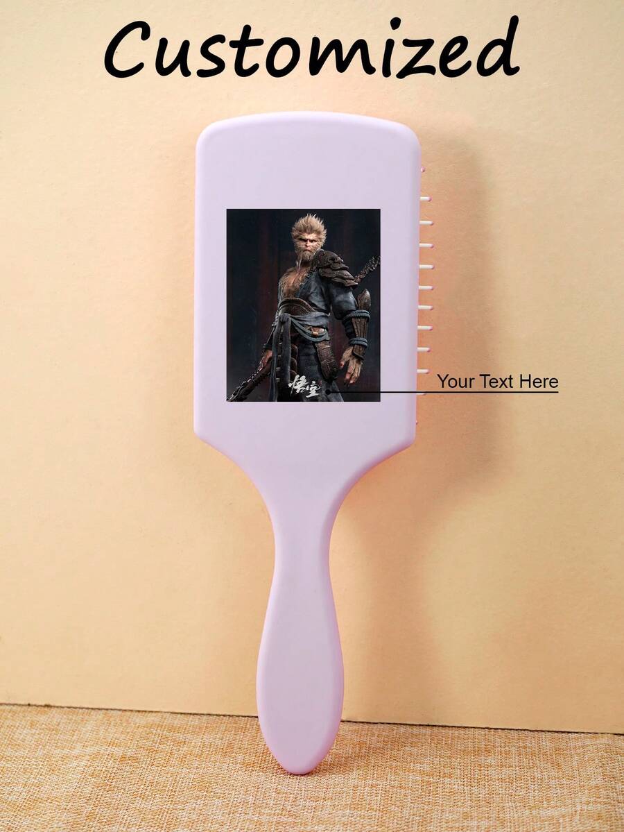 1 chiếc lược tùy chỉnh cá nhân, lược đệm khí vuông lớn họa tiết Wukong có tay cầm, lược gỡ rối tóc, phù hợp cho nam nữ và trẻ em, lược gỡ rối tóc để mát xa da đầu, tóc mỏng/xoăn/khô, họa tiết Sun Wukong tùy chỉnh, quà tặng bạn bè, quà tặng gia đình, lược chải tóc, quà tặng trẻ em - màu tím - Màu tím - Xem 1