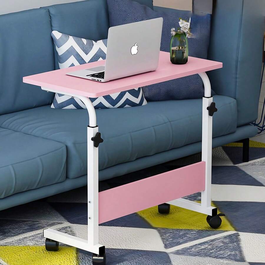 Adjustable Folding Table, Multifunctional Bedside Table, Height Adjustable Side Laptop Table - Hồng - Xem 1