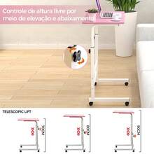Adjustable Folding Table, Multifunctional Bedside Table, Height Adjustable Side Laptop Table - Hồng - Xem 2