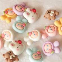 6/12pcs Cute Rabbit, Bear, Strawberry Resin & Metal Sewing Shank Buttons For Sweater, Knit Cardigan, DIY Decorative Crafts