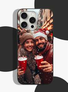 1pc Customized Photo Black Phone Case Compatible With IPhone 15 Pro Max/16 Pro Max/17/17 Pro Max, S25 Ultra/S25 Plus, Redmi, Etc. Wedding Photo Customization, Gift For Couples, Friends, Family, Graduation,Season Picks,2025phonecase - Black - View 4