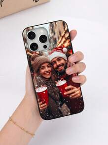 1pc Customized Photo Black Phone Case Compatible With IPhone 15 Pro Max/16 Pro Max/17/17 Pro Max, S25 Ultra/S25 Plus, Redmi, Etc. Wedding Photo Customization, Gift For Couples, Friends, Family, Graduation,Season Picks,2025phonecase - Black - View 7