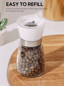 1 件装 180 毫升黑色或白色陶瓷手动胡椒研磨器带塑料玻璃适用于厨房使用 - 黑色 - 查看 6