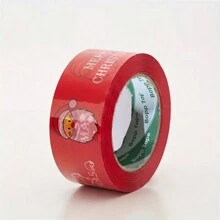 1 băng dính Giáng sinh, kích thước 48mm*120 yard, băng dính niêm phong đồ dùng văn phòng, băng dính màu đỏ, có họa tiết hoạt hình dễ thương của ông già Noel. Dùng để gói quà Giáng sinh và niêm phong hộp. - Đỏ - Xem 3