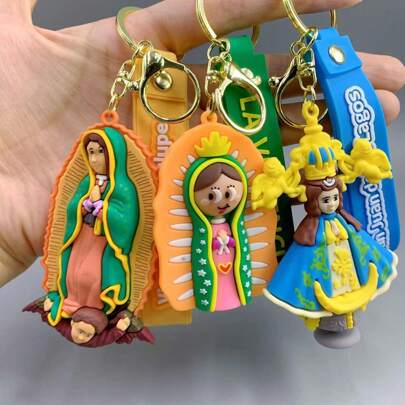 1 pezzo Portachiavi creativo e multicolore a forma di Gesù cartoni animati, ciondolo per chiavi di auto o borse, decorazione carina per zaino, piccolo accessorio per auto, borse e zaini adatto per uso quotidiano di coppia, idea regalo per Natale, per madre, padre, laurea e insegnante, stile gotico e Y2K