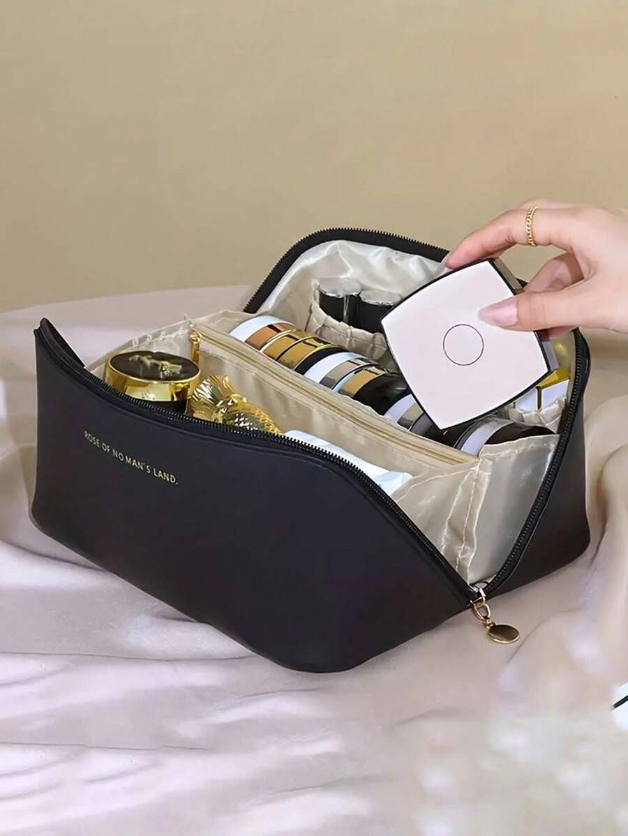 Waterproof PU Leather Cosmetic Bag, Makeup Organizer, Portable Toiletry