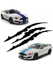 汽車黑白鬼爪光眉貼紙搞笑汽車貼紙防水貼紙刮花貼紙創意汽車用品1入組