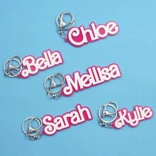 定制亚克力钥匙扣 - 个性化可爱双层粉色和白色/字母钥匙扣，包包、钥匙盒、行李牌的时尚配饰，情侣、朋友、宠物纪念品和儿童惊喜的理想礼物 - 彩色 - 查看 4