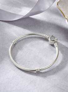 1Pc Elegant 16-22CM Real 925 Sterling Silver Heart Bead Snake Bone Bracelet For Women Girlfriend Gift Fine Ladies Jewellery - Snake Bone Chain - View 4