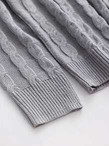 男士纯色 V 领时尚长袖针织毛衣 - 灰色 - 查看 3