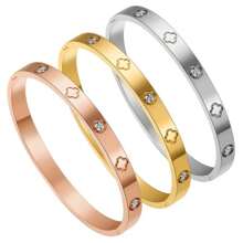 Pulseira de aço de titânio feminina completa diamante cartão home pulseira não desbota simples e versátil das mulheres joias de mão rede fábrica de joias design vermelho