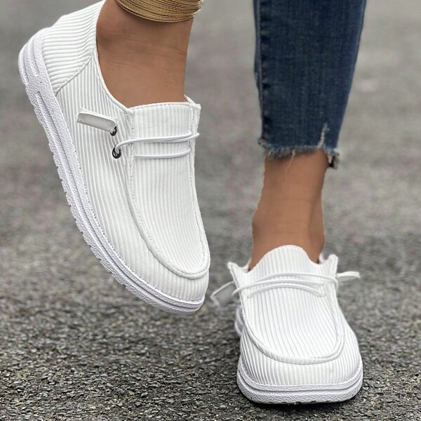 Damen rutschfeste runde Zehenkappe Segeltuch bequeme und leichte Flache Schuhe