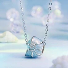 WOSTU 1 pieza Cuentas de plata de ley 925 con concha azul como dije para mujer, joyas finas para bricolaje con pulsera, regalos para fiestas