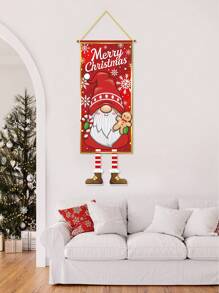 1 件全新圣诞娃娃图案设计涤纶挂旗，完美装饰家庭圣诞 2025 新年派对墙壁背景，圣诞 2025 新年礼物门帘装饰背景横幅背景布挂毯庭院花园装饰花园旗帜，圣诞 - 聖誕節無臉娃娃 - 查看 3