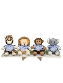 4-Piece Set Of Mixed  Jungle Bears For Children's Room, 22 Cm (Lion, Giraffe, Monkey, Elephant) - For Niches And Decorations - 藍棋 - 查看 1