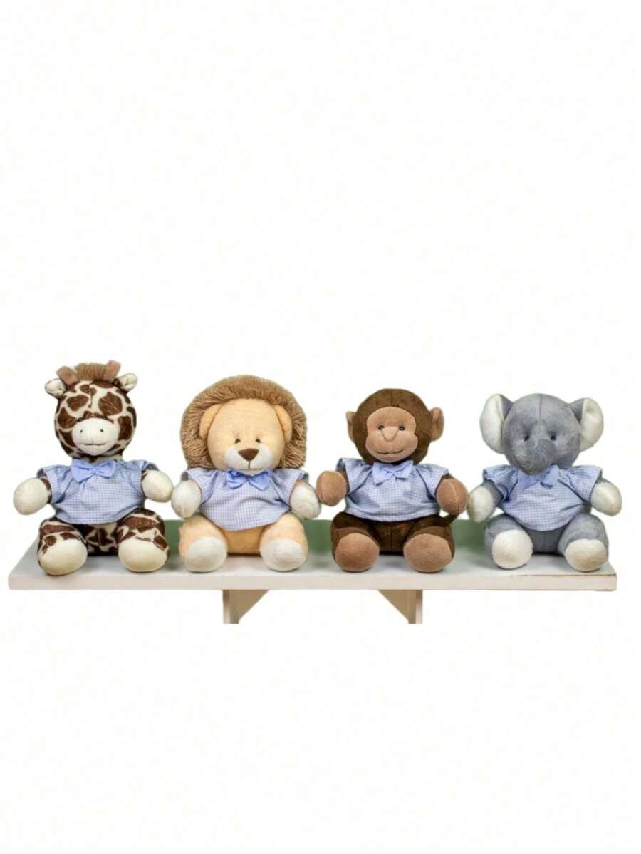 4-Piece Set Of Mixed  Jungle Bears For Children's Room, 22 Cm (Lion, Giraffe, Monkey, Elephant) - For Niches And Decorations - 藍棋 - 查看 1