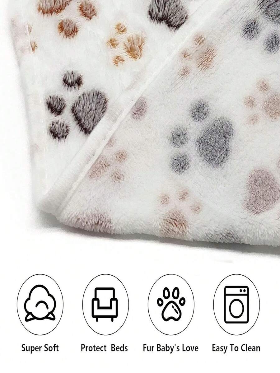 1 Piece Puppy Blankets Super Soft Warm Sleep Mat Paw Print Blanket