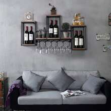 Wall Mounted Metal Bar Wine Rack Restaurant Bottle Storage Display Holder Shelf - Black - View 7